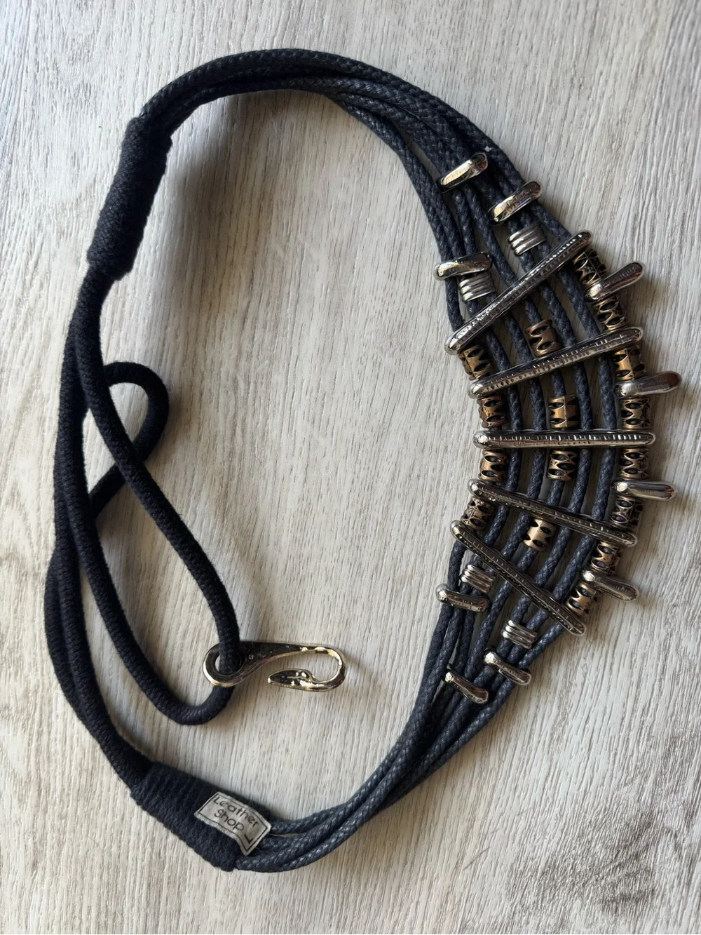 Vintage Boho Western Mixed Metal Embellished Hook Closure Edgy Cool Belt Large